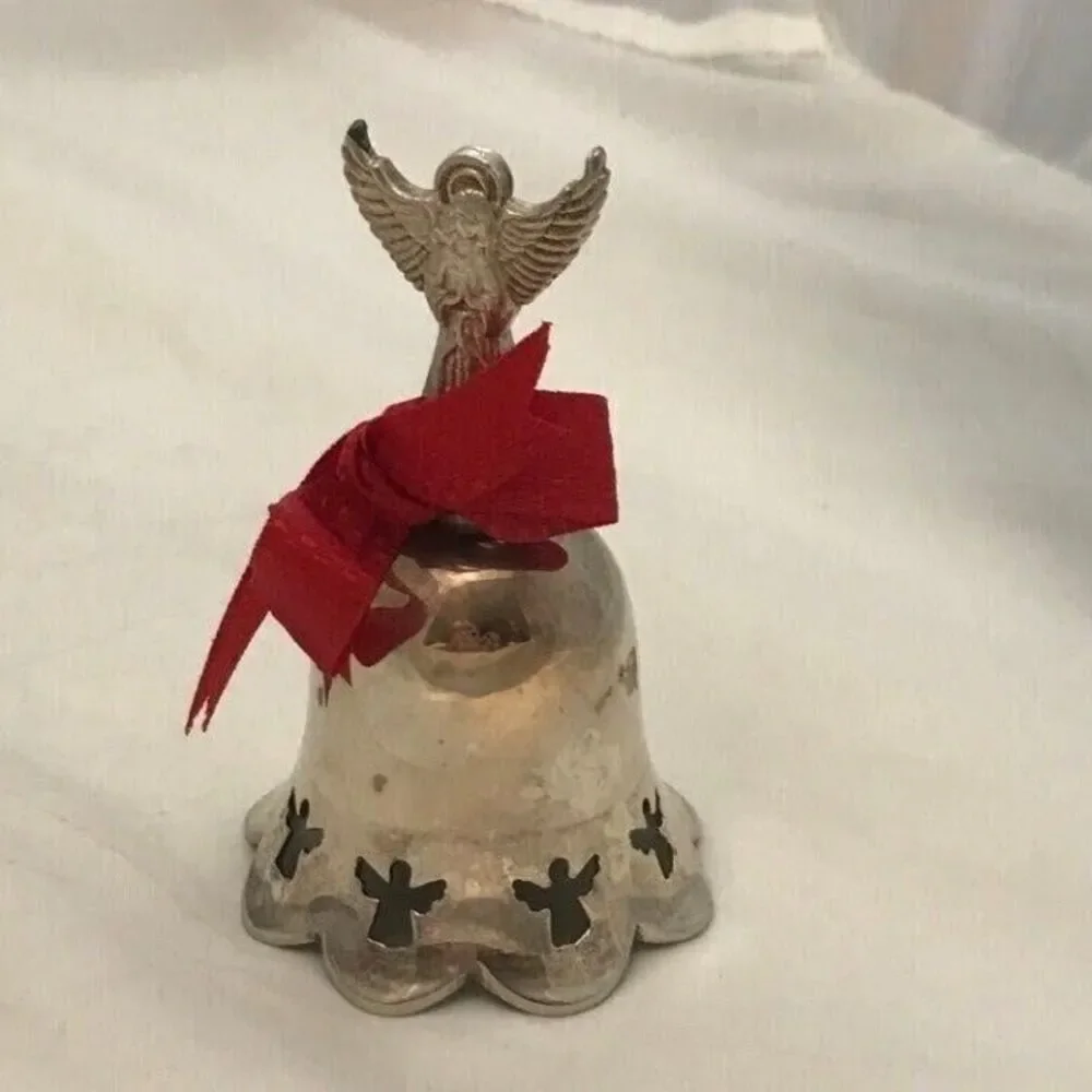 #1403 Angel Bell India International hand made silver plate  3.75 X 2.25 IN